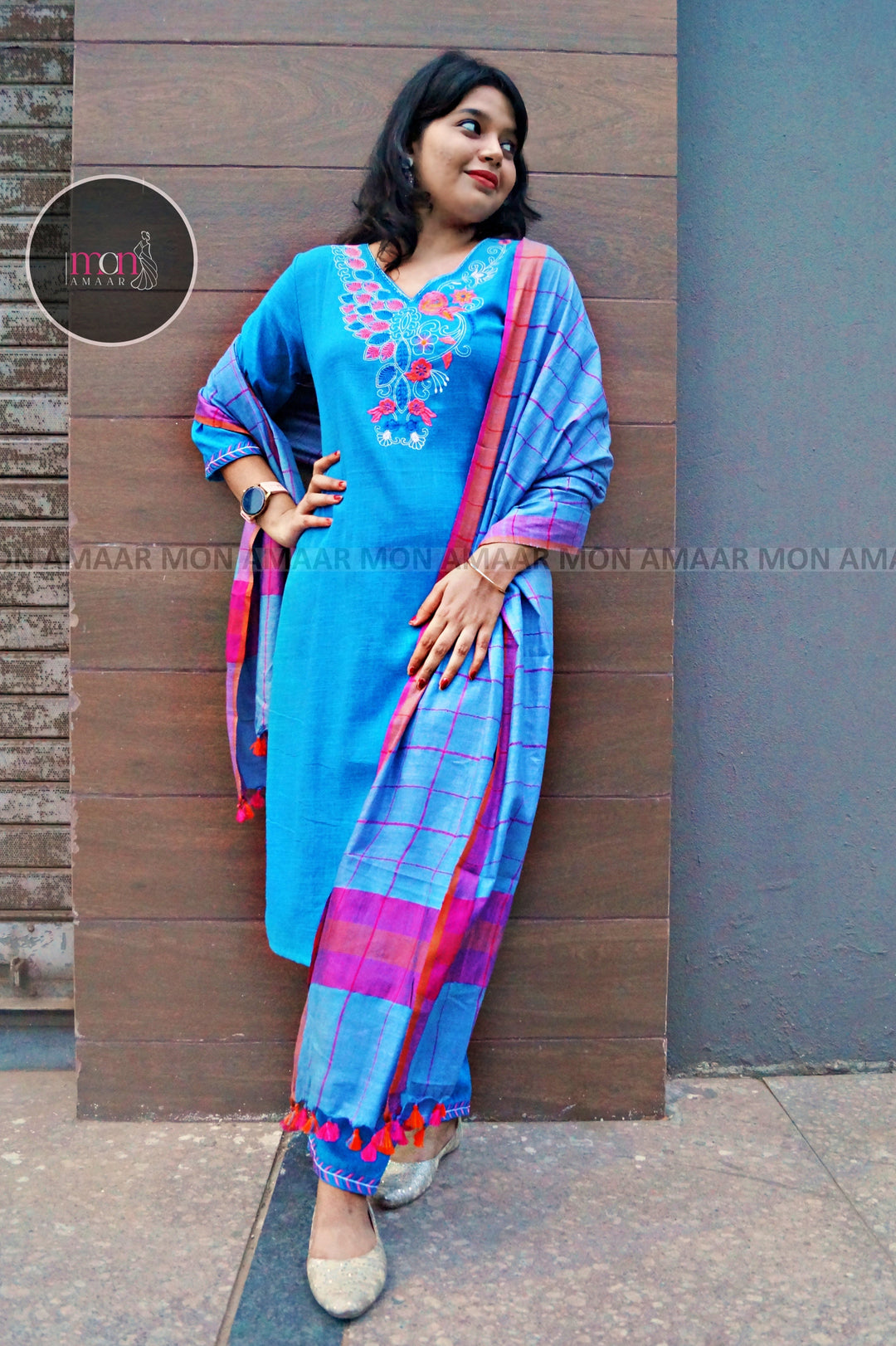 Blue Love- Cotton Kurti Set