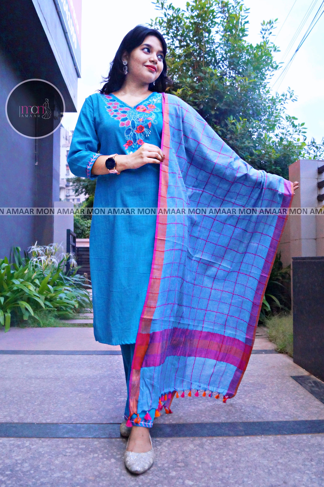 Blue Love- Cotton Kurti Set