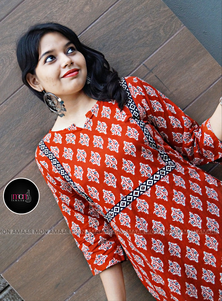 Smile With Ajrakh - Cotton Kurti Set