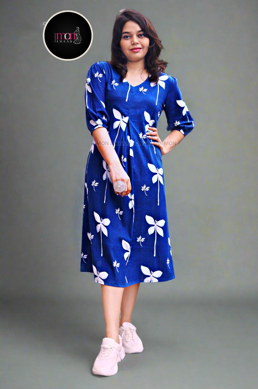 Confidence In Blue Cotton Dress