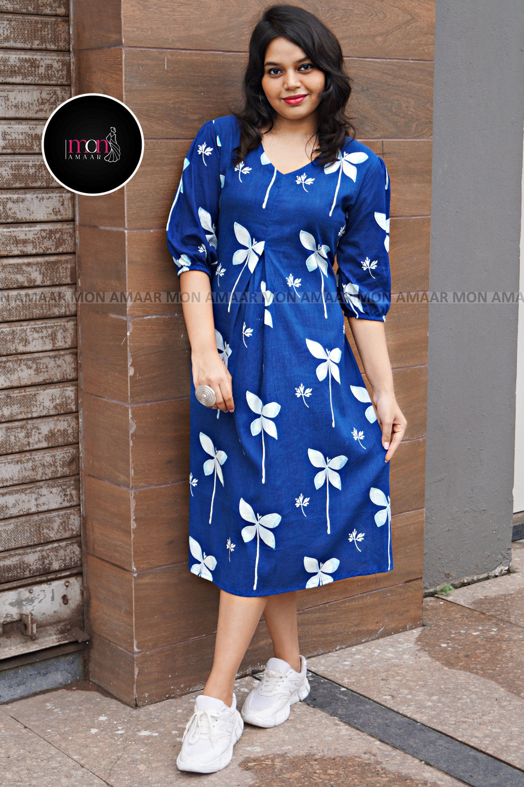 Confidence In Blue Cotton Dress