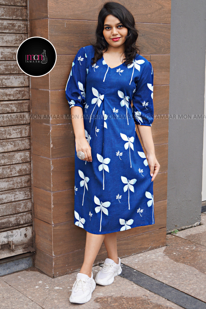 Confidence In Blue Cotton Dress