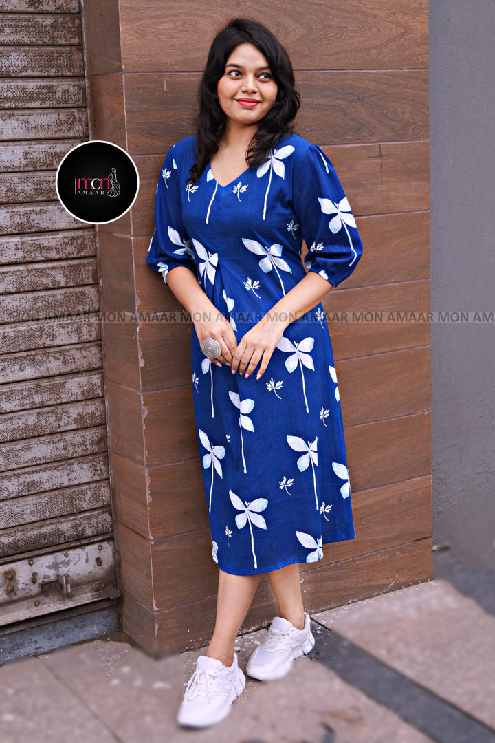 Confidence In Blue Cotton Dress