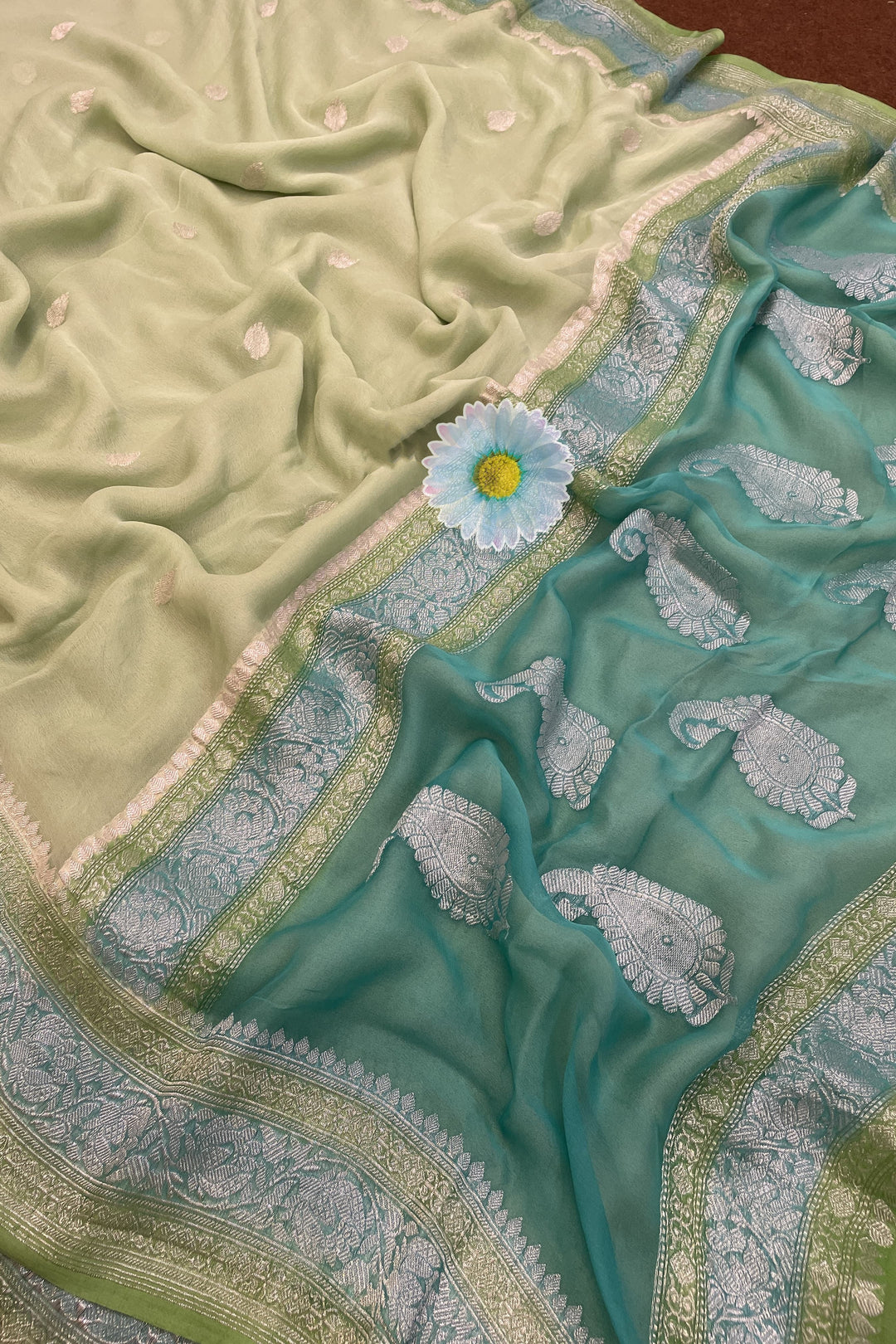 Three Alloy of Khaddi Chiffon Pure Banarasi Saree