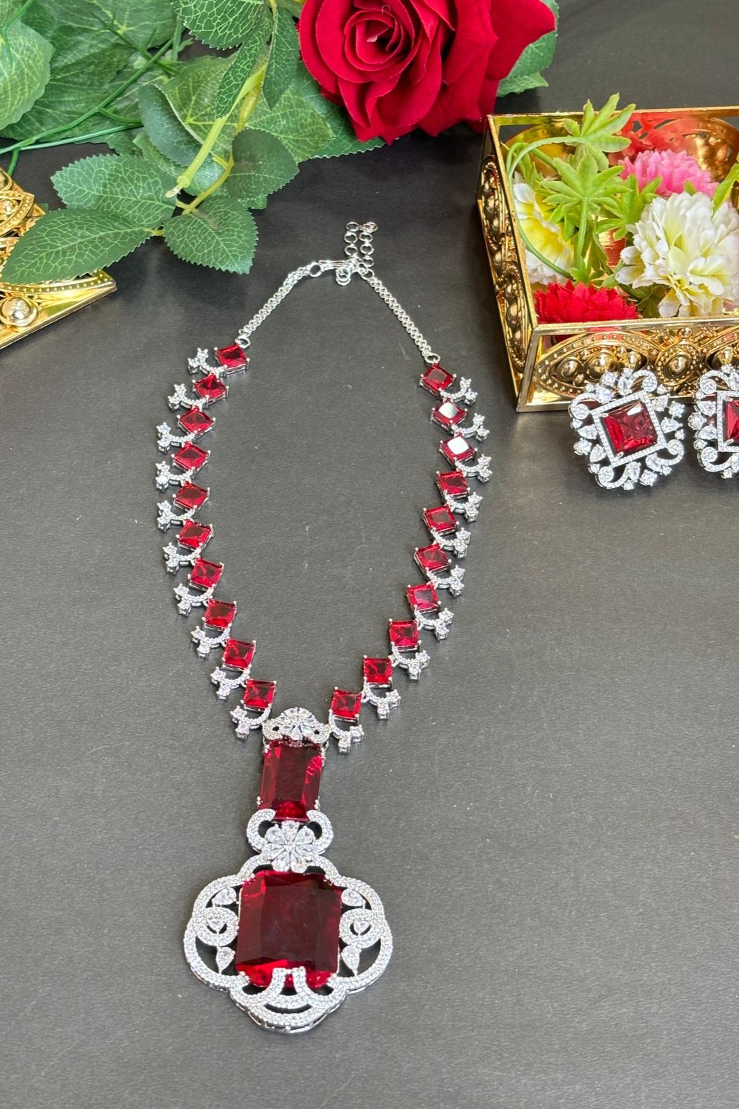 As Red As Wine- Fancy Long Necklace Set