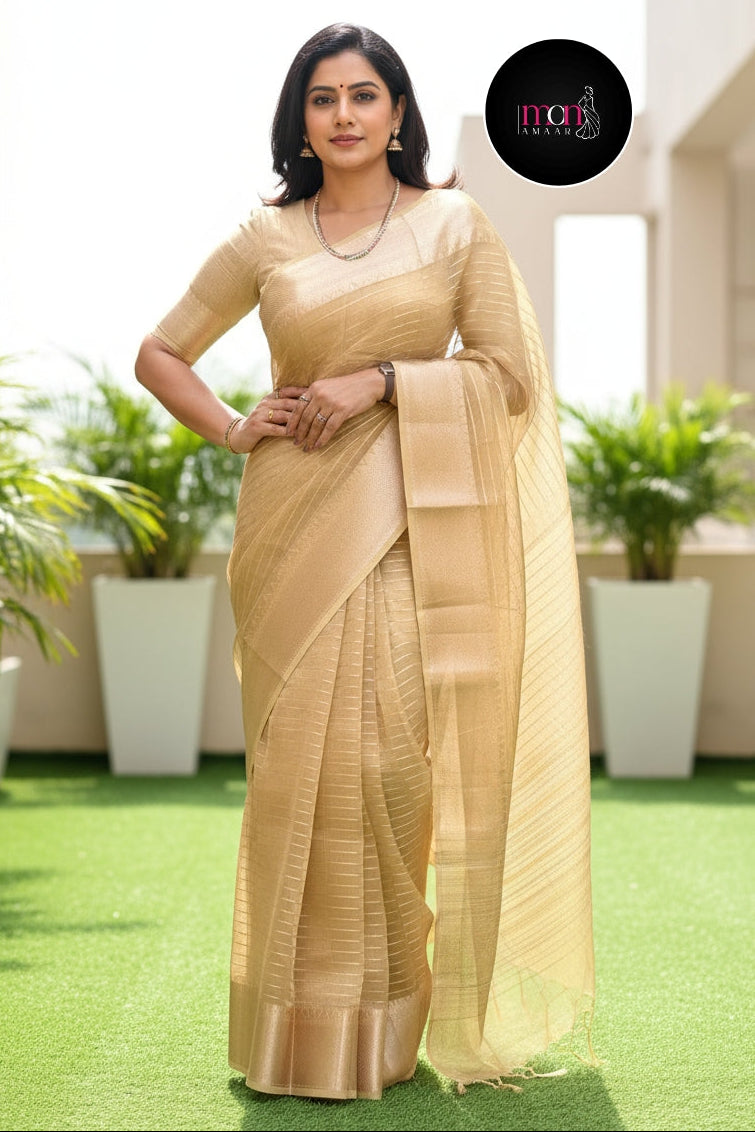 Golden Aura- Banarasi Tissue Organza Saree