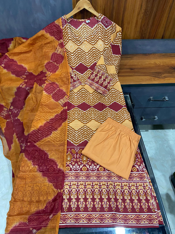 Spice Rose Cotton Kurti Set