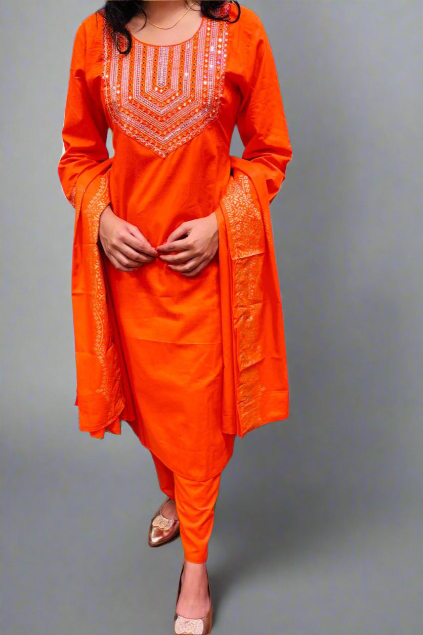 Shine Heart Cotton Kurti Set