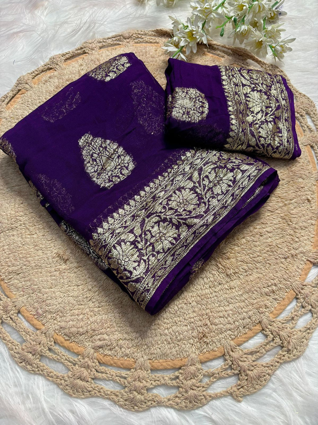 Perfection In Every Thread Georgette Purple Saree