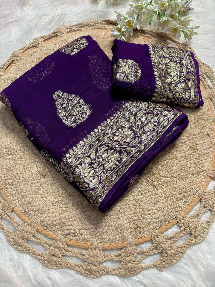 Perfection In Every Thread Georgette Purple Saree