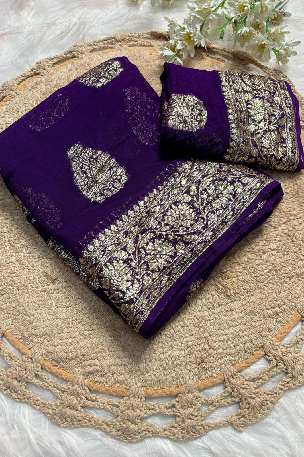 Perfection In Every Thread Georgette Purple Saree