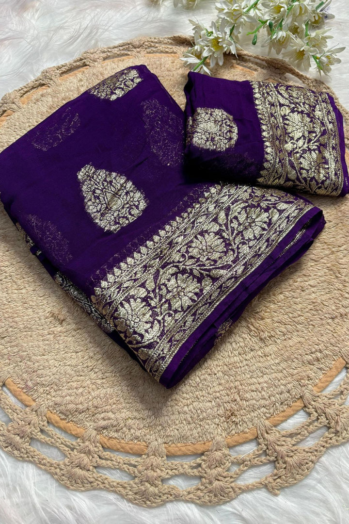 Perfection In Every Thread Georgette Purple Saree