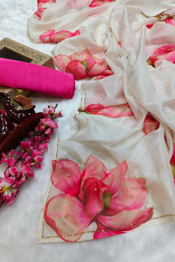 Stories From Breeze [Organza White Silk Saree