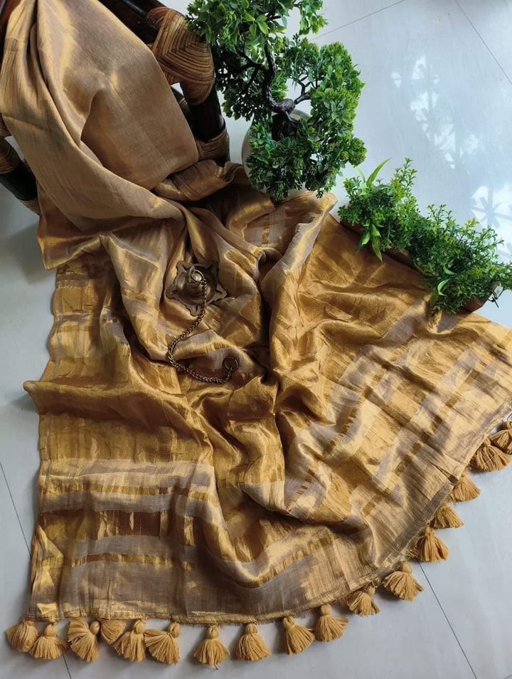 On The Point Tissue Linen Saree
