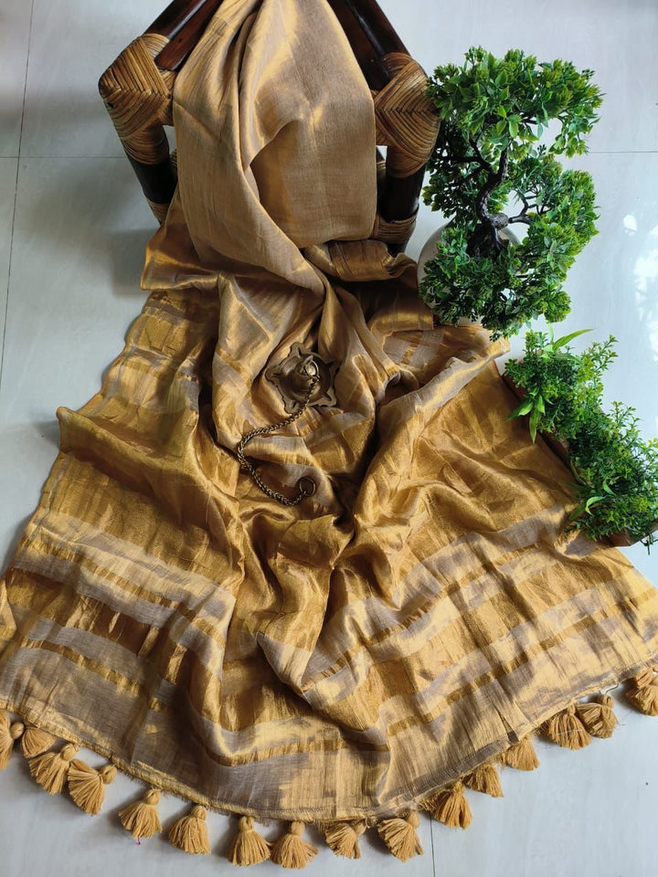 On The Point Tissue Linen Saree