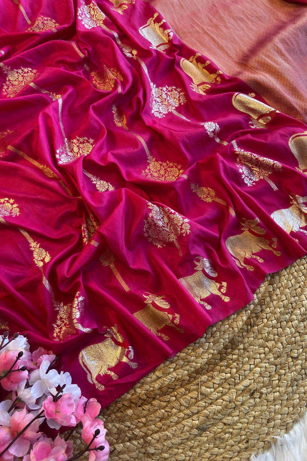 A Stranger Love Fancy Silk Rani Pink Saree