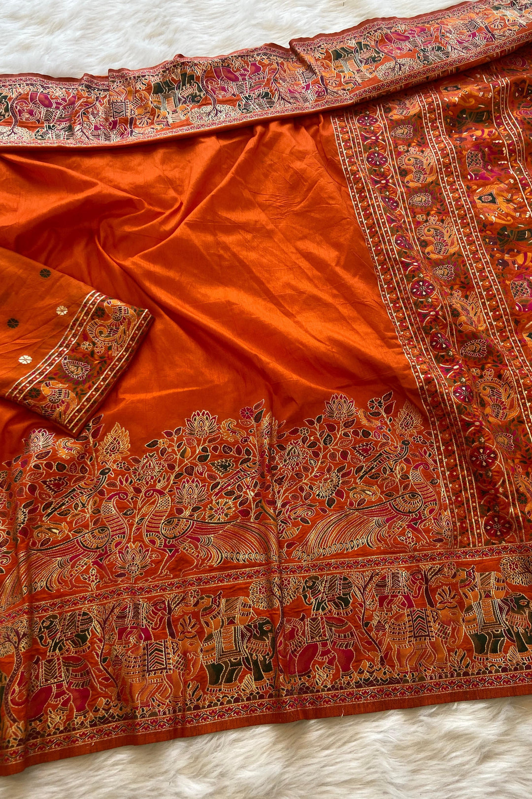 Essence Of A Woman Pashmina Silk Orange Saree