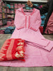 Classy Pink Khadi Cotton Kurti Set
