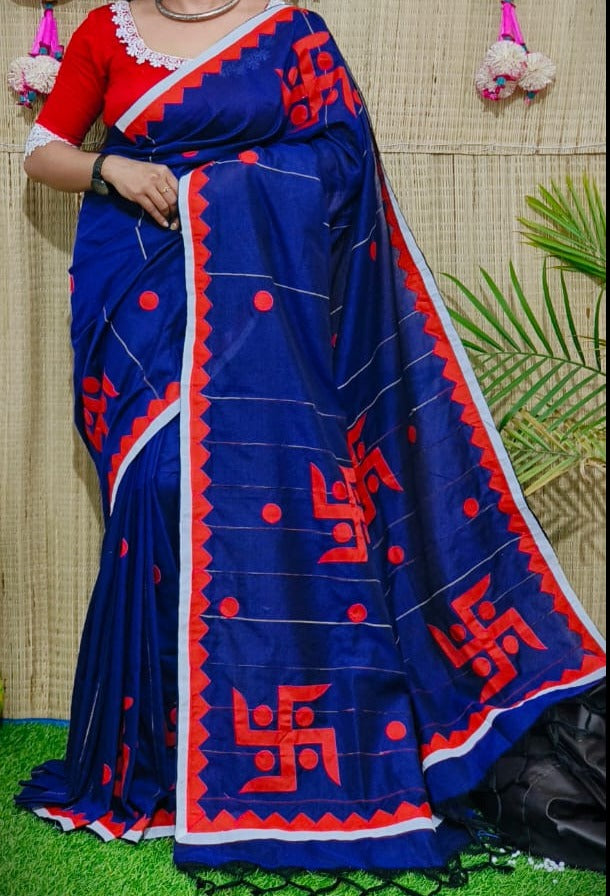 Swastik Khesh khadi cotton saree