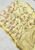 Assorted Pure Handwoven Embroidered  Silk Linen Saree(cream)
