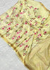 Assorted Pure Handwoven Embroidered  Silk Linen Saree(cream)