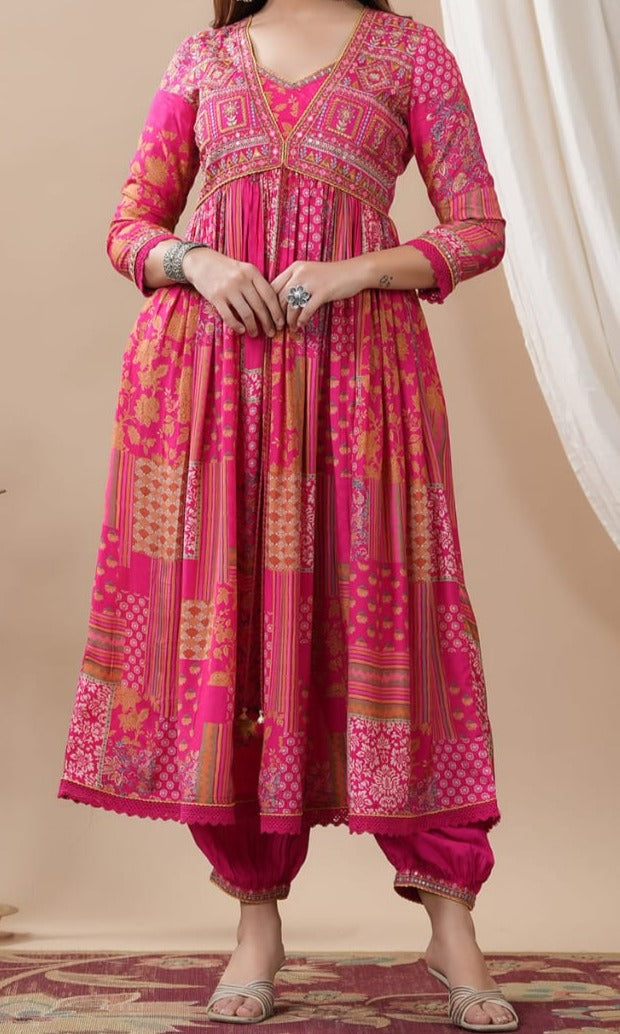 Carnation Dream - Designer Jaipuri i Kurti Set