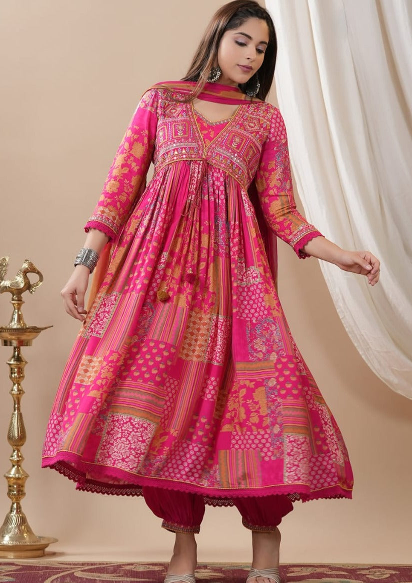 Carnation Dream - Designer Jaipuri i Kurti Set