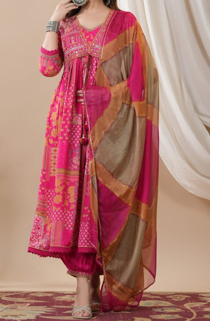 Carnation Dream - Designer Jaipuri i Kurti Set