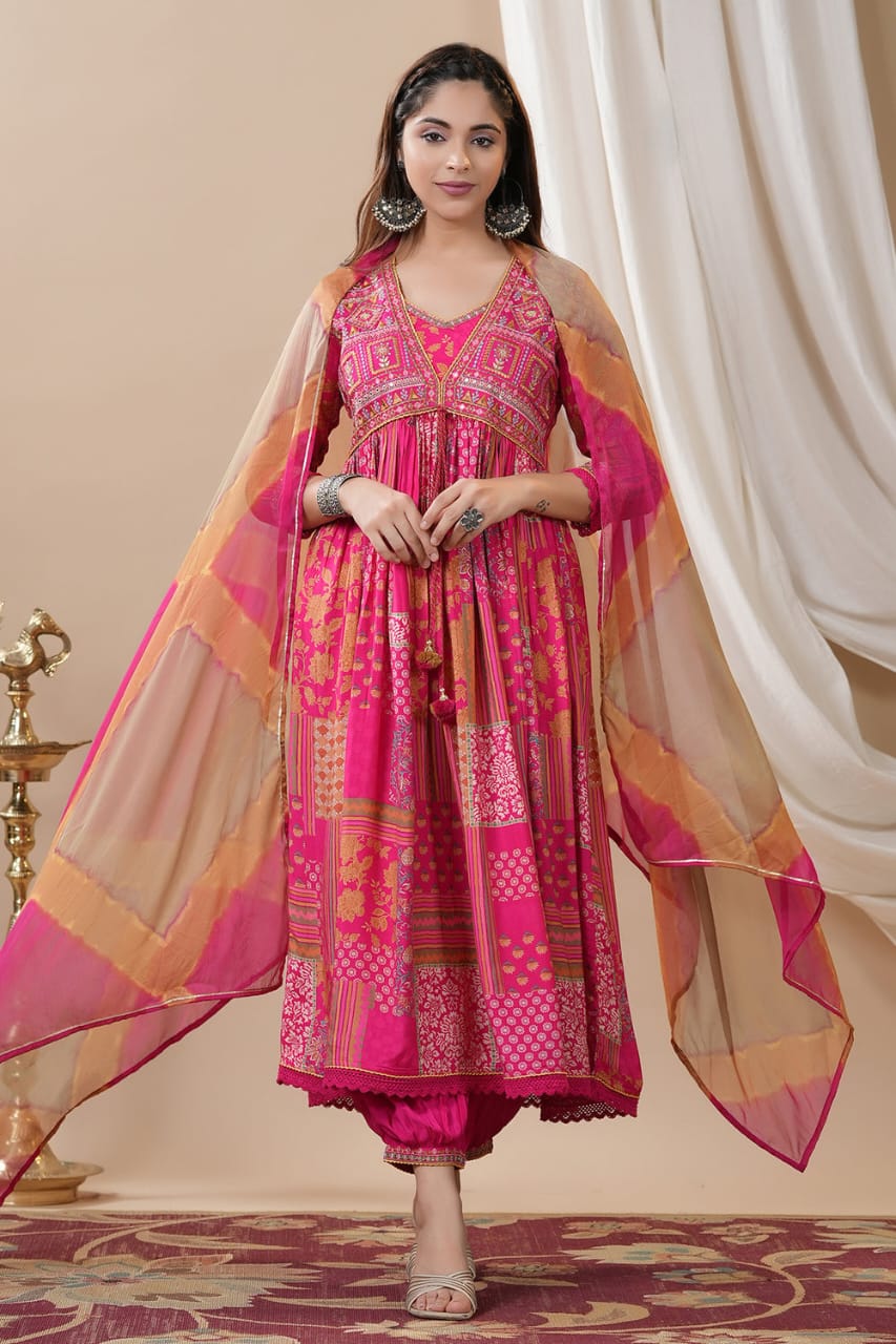 Carnation Dream - Designer Jaipuri i Kurti Set