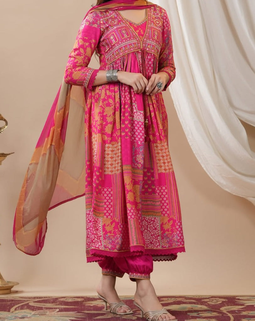 Carnation Dream - Designer Jaipuri i Kurti Set