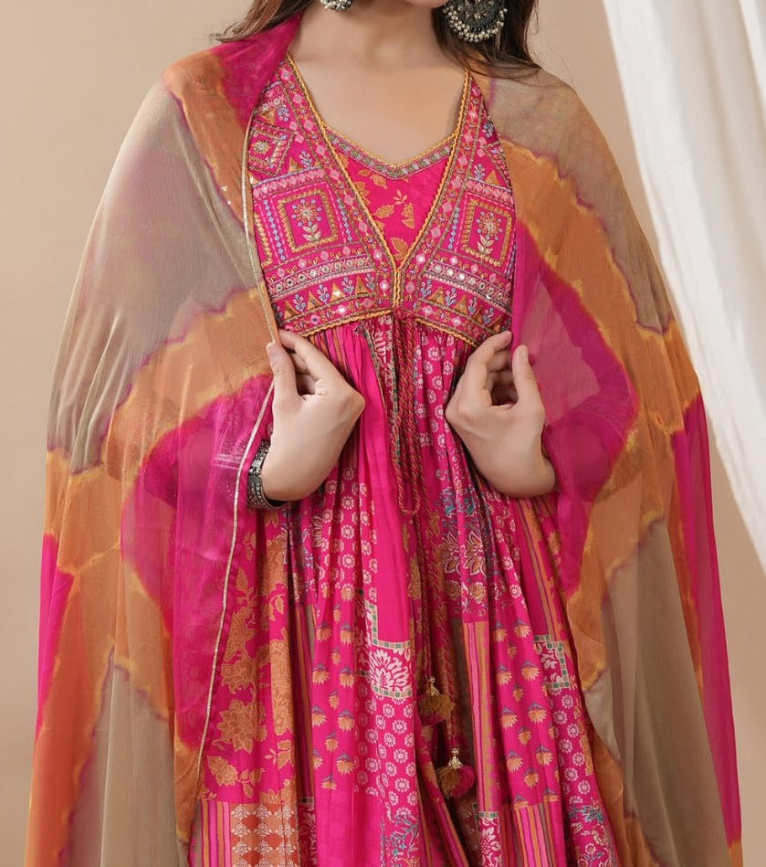 Carnation Dream - Designer Jaipuri i Kurti Set