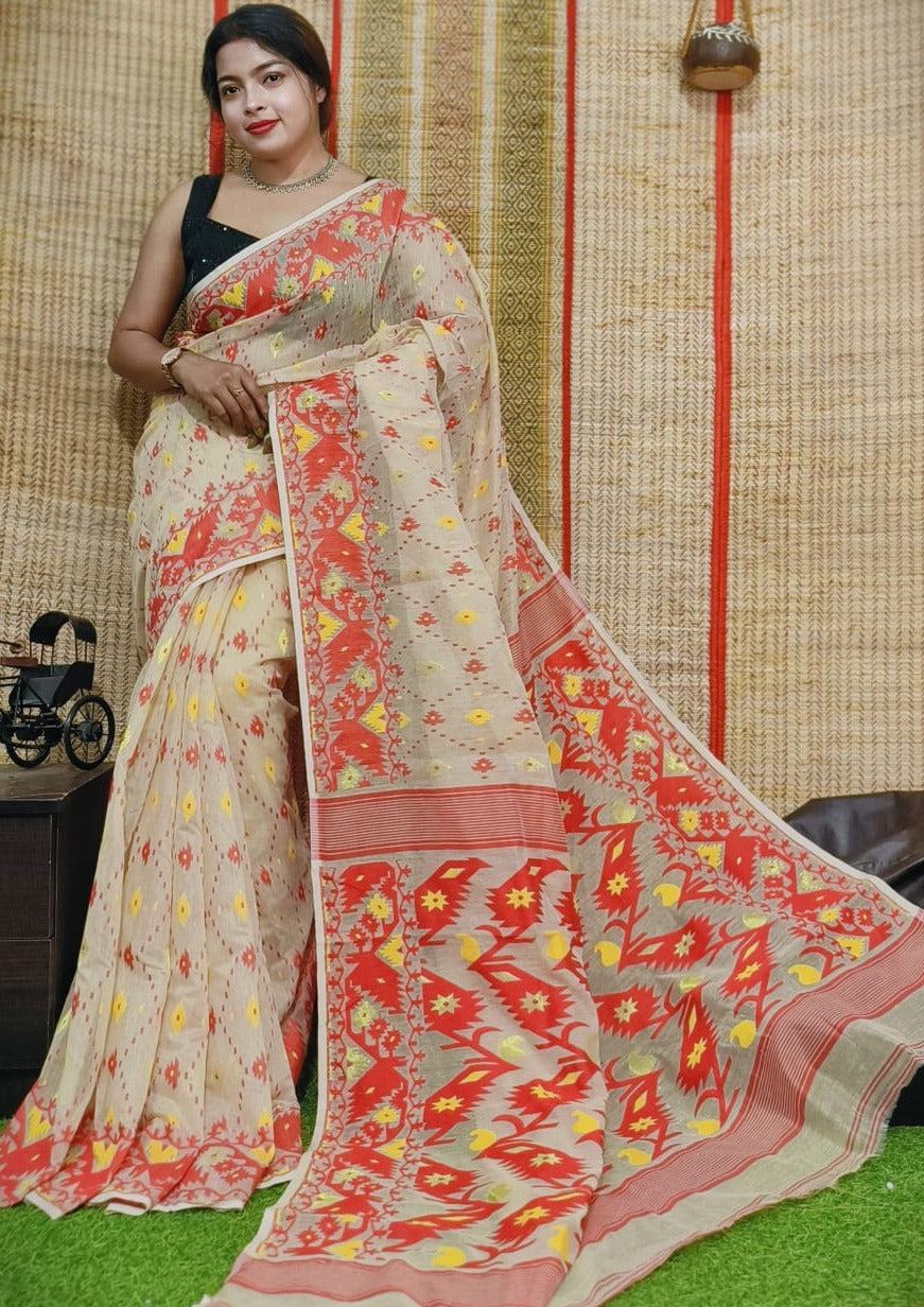 Designer Chain Dhakai Jamdani Saree