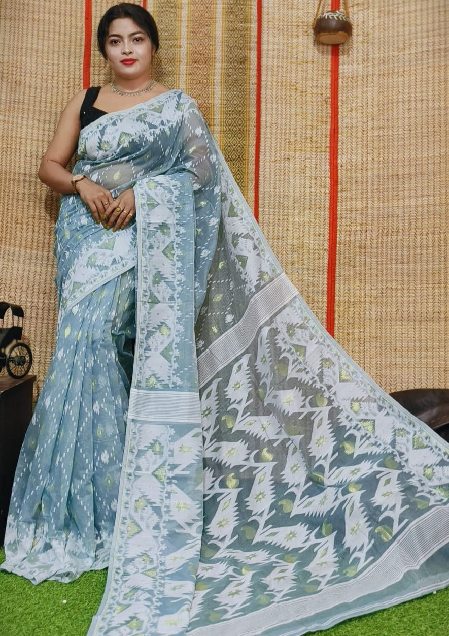 Designer Chain Dhakai Jamdani Saree