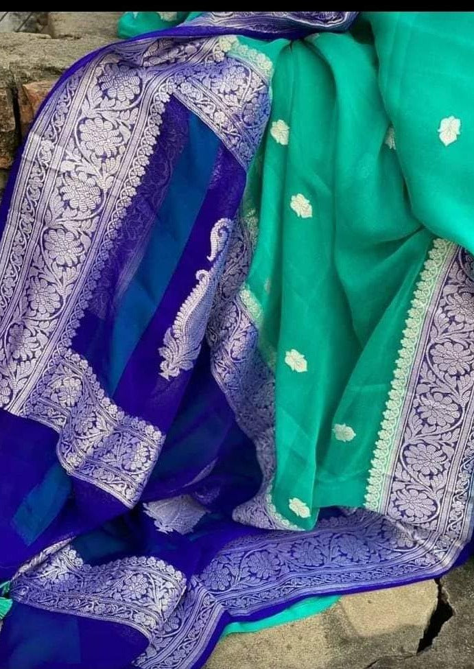 Legacy Of Khaddi Chiffon Handloom Banarasi Saree