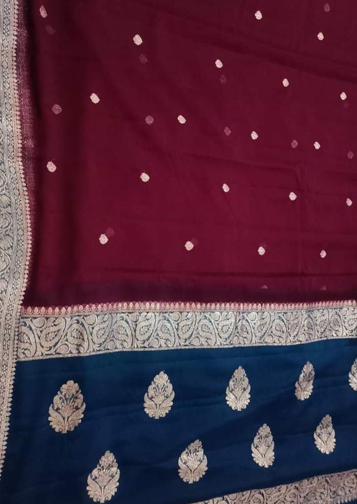 Legacy Of Khaddi Chiffon Handloom Banarasi Saree