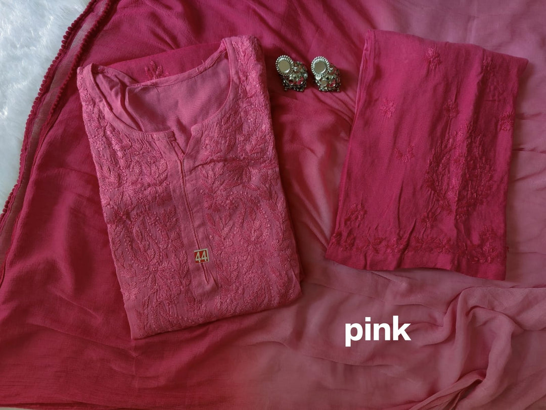Shades Of Ombre- Chikankari Kurti Set