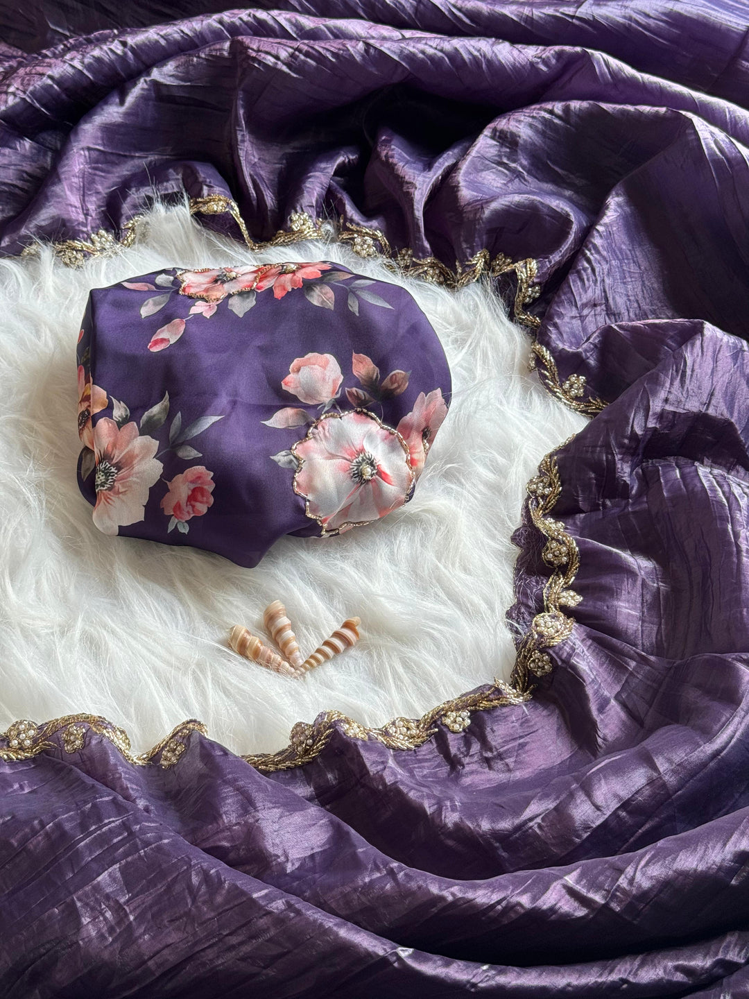 Light & Radiance Crush Silk Saree