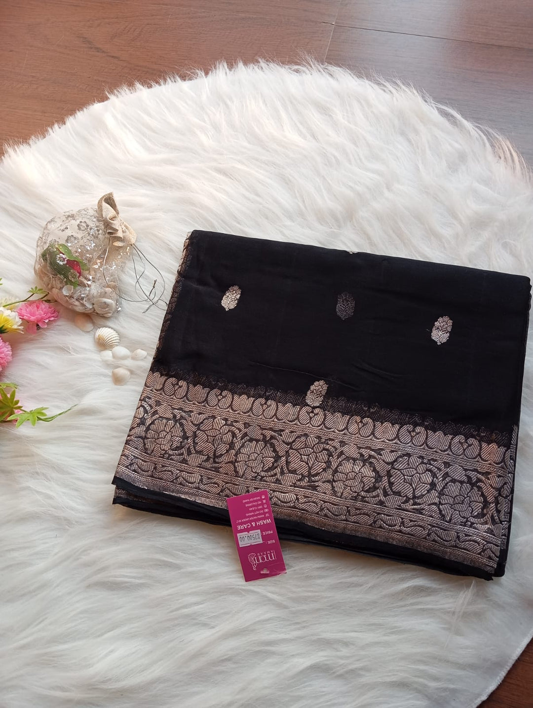 Black Ruby Khaddi Chiffon Banarasi Saree