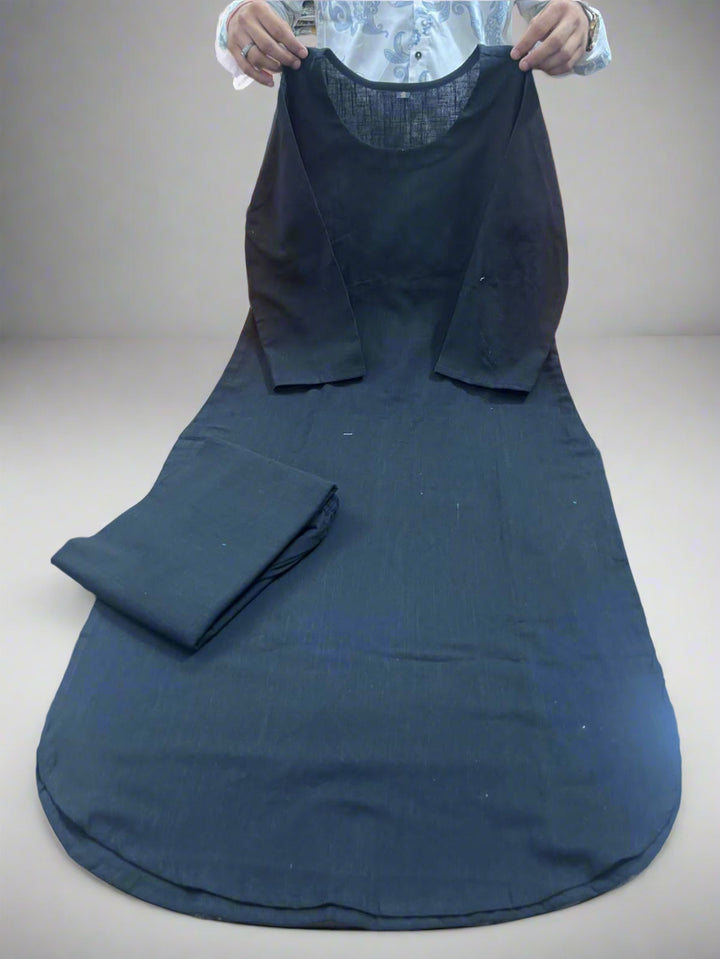 Cloud Shade Cotton Kurti Set(Black)