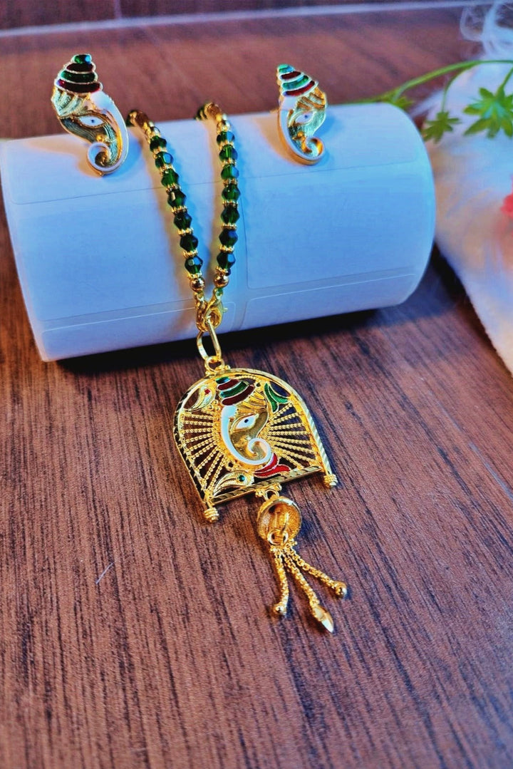 Ganpati Bappa Special Gold Plated Necklace Set