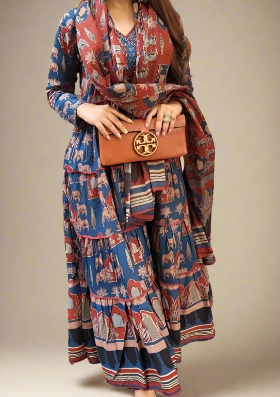 Night With Stars Cotton Kurti Set