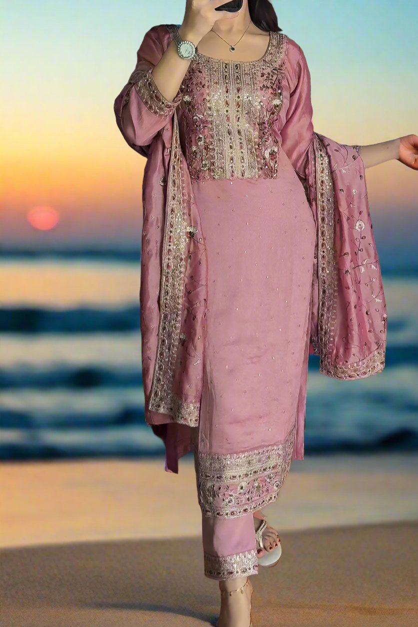 Calcutta Queen Chinnon Silk Kurti Set