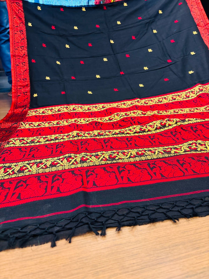 Black Marcerized Cotton Saree