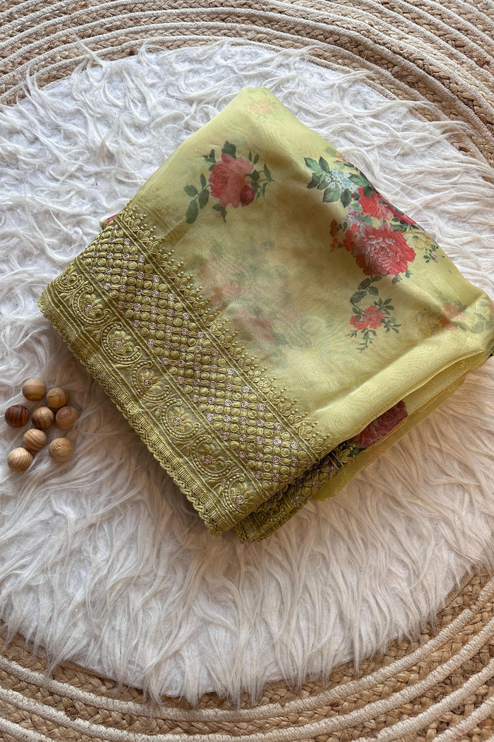 Whispers Of The Sky Designer Organza Silk Saree