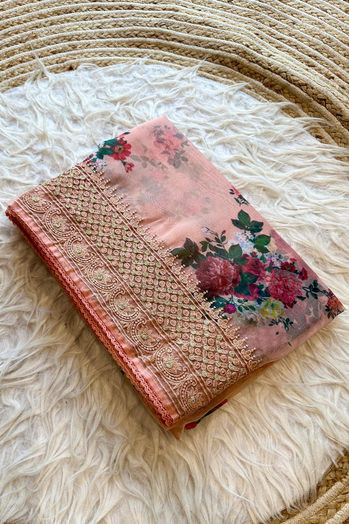 Whispers Of The Sky Designer Organza Silk Saree