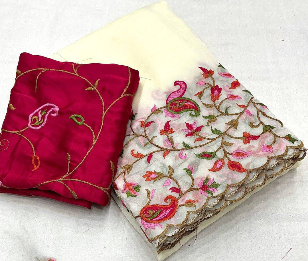 Petals Of Purity Crush Georgette Silk Saree