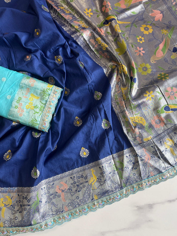 Love Without Limits Blue Banarasi Pattu Saree