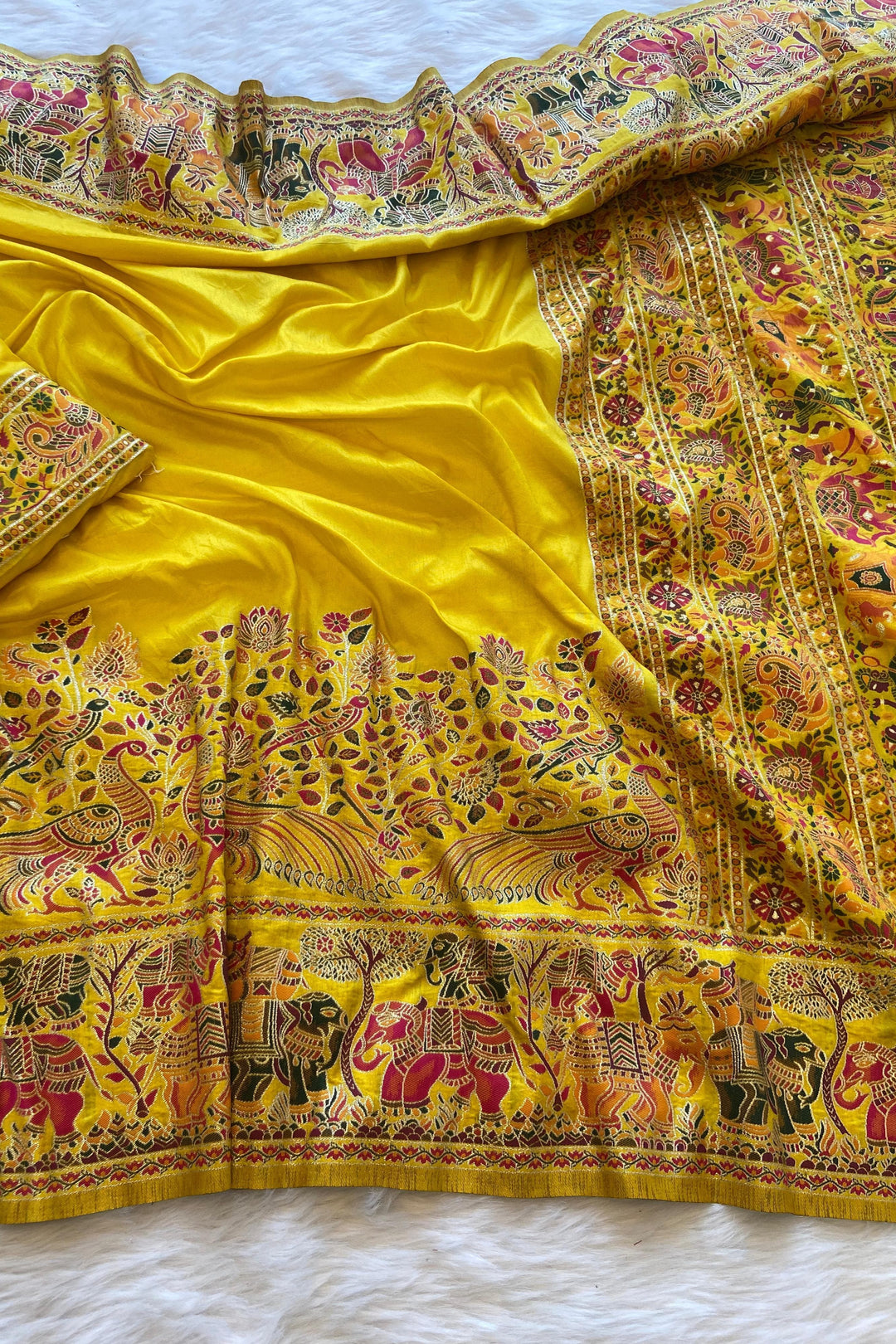Essence Of A Woman Pashmina Silk Yellow Saree