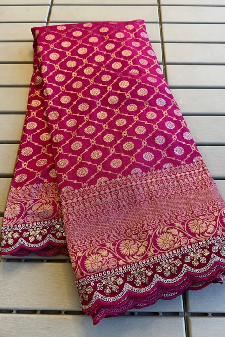 Love Of Lifetime Banarasi Khaddi Crepe Pink Silk Saree