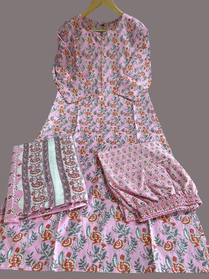 City Heart Pink Cotton Kurti Set